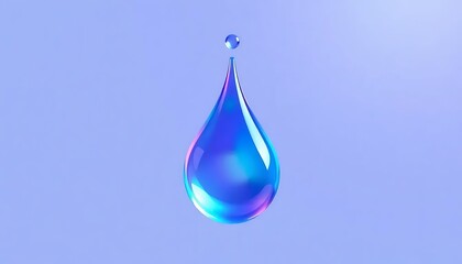 Blue And Purple Water Fluid Holographic Iridescent 3D White Background Cutout
