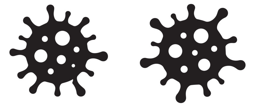 Abstract graphic microorganism icon set featuring stylized germ or virus shapes for health, science, and medical applications