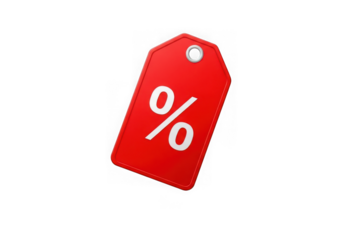 Red sale tag with zero percent discount
