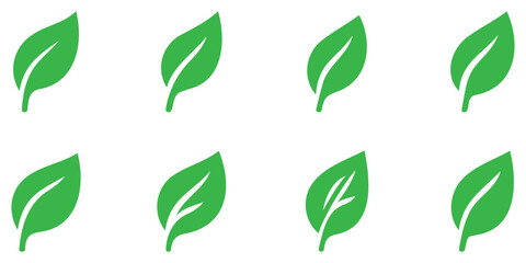 Green leaf icon set, Eco nature symbol pack, Botanical leaf collection