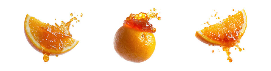 Organic orange with marmalade jam isolated.