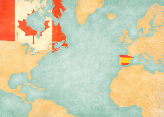 Map of North Atlantic Ocean - Canada and Spain © Tindo