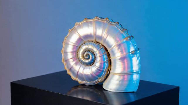 nautilus shell on black background