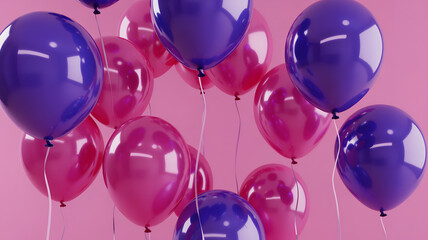 Pink and Purple Balloons on Pastel Background for Birthday, Party, Greeting or Celebration Design