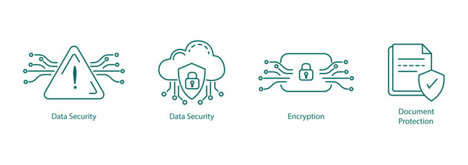 Collection of data security icons for cloud and document protection