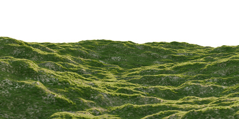 Hills with grass on a transparent background. 3D rendering.	
