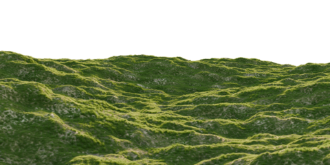 Hills with grass on a transparent background. 3D rendering.	
