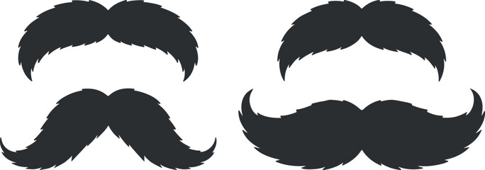 mustache silhouette icon set barber style symbols, vintage moustache black silhouette collection isolated, barber shop mustache, Curled Mustache Silhouette Icons Set for Barber, Vintage