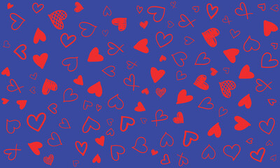 blue background red heart seamless pattern romantic, love hearts repeating wallpaper valentine design, romantic heart pattern blue background texture