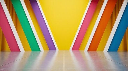 Colorful Geometric Diagonal Stripes Background with Bright Reflections and Bold Contrast