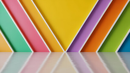 Colorful Geometric Diagonal Stripes Background with Bright Reflections and Bold Contrast