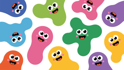 Obraz premium Colorful cartoon monsters with expressive faces