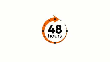 Orange circular arrow with 48 hours text circle