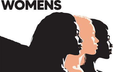 International women's day celebration silhouette isolated on transparent background