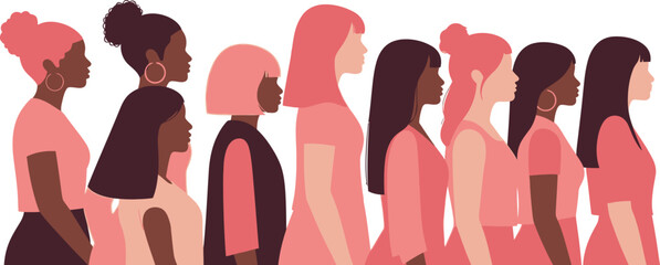 International women's day celebration silhouette isolated on transparent background