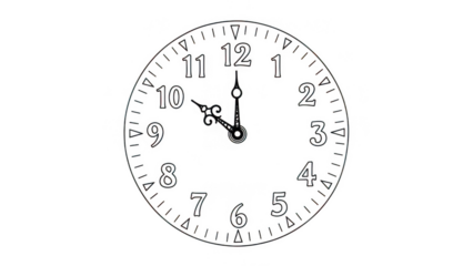 Analog clock face isolated on transparent background