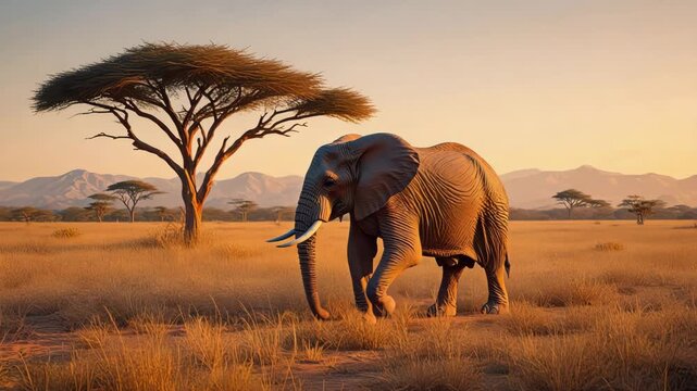 elephant in the savannah