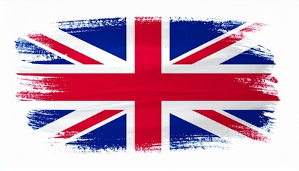 Brushstroke Union Jack with Red, White, and Blue Crosses