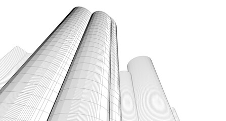 abstract modern architecture 3d illustration	