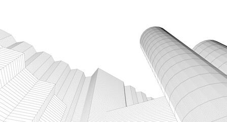 abstract modern architecture 3d illustration	