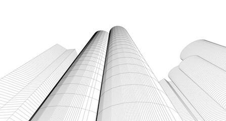 abstract modern architecture 3d illustration	