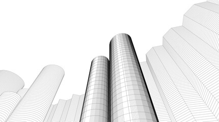 abstract modern architecture 3d illustration	