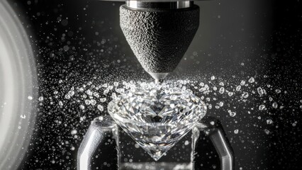 A machine is cutting and polishing a diamond with precision and accuracy
