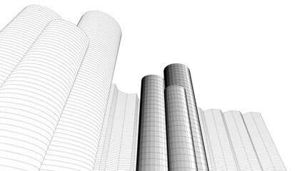 abstract modern architecture 3d illustration	