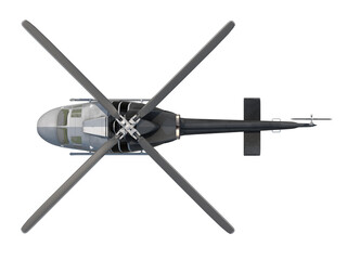 Top view of a modern helicopter with four rotor blades and a sleek design © changnam37