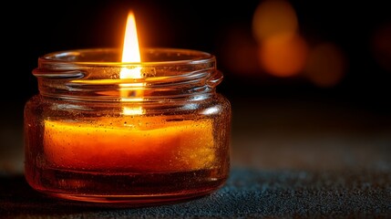 Close-up view of a traditional Jewish memorial candle lit for remembrance during a solemn observance