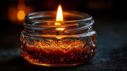 Close-up of a traditional Jewish memorial candle with a flame showing respect and remembrance