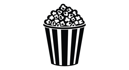 A striking black and white image of a full popcorn bucket a classic movie snack silhouette
