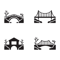 Elegant snowy bridge silhouette vector illustration for winter scenery