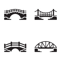 Snowy covered bridge silhouette vector artwork for winter scenery