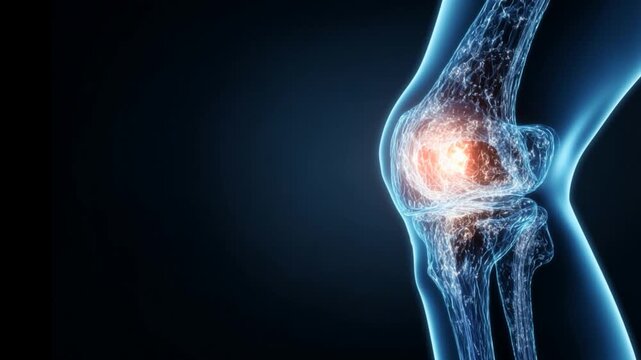 Knee Joint Pain Medical Animation with Inflammation Highlight