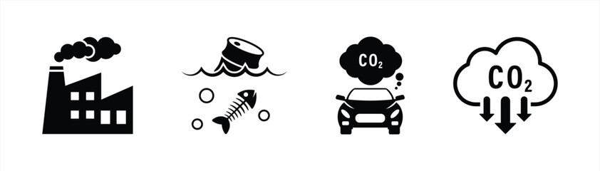 Carbon Dioxide Pollution and Environmental Impact Icon