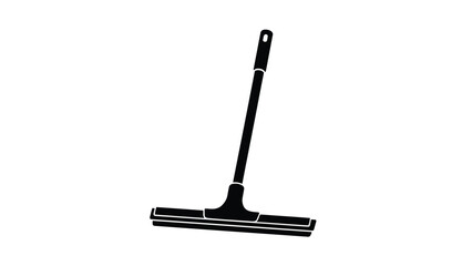 Fototapeta premium Black squeegee silhouette cleaning tool with handle isolated on white background