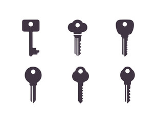 Vector Icon Set Featuring Minimalist Keys in Bright Colors

