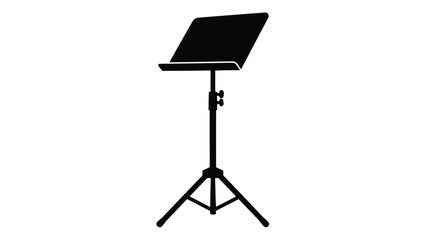 Black silhouette of a music stand on a isolated on white background