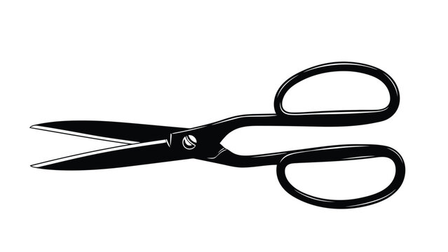 Black silhouette of scissors on , flat design isolated on white background