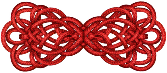 Intricate red chinese knot design with interwoven loops forming an elegant pattern