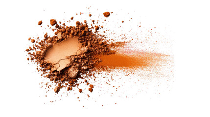 Abstract Brown Powder Dust Splash Isolated on Transparent Background