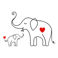 Elephant, baby elephant isolated on white background Vector