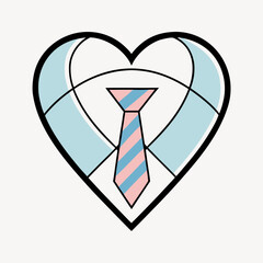 Heart, tie isolated on white background Vector