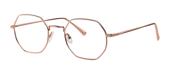 Rose Gold Hexagonal Frame Eyeglasses spectacles metal frame isolated on a transparent background