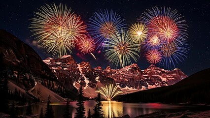 Vibrant New Year Fireworks Celebration Background