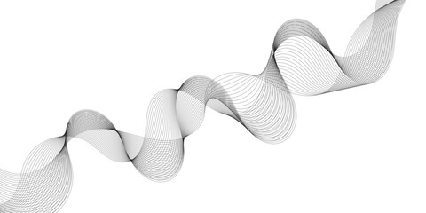 Fototapeta premium Abstract grey, white smooth element swoosh speed wave modern stream background. Wave with lines created using blend tool. Abstract frequency sound wave lines and twisted curve lines background. 
