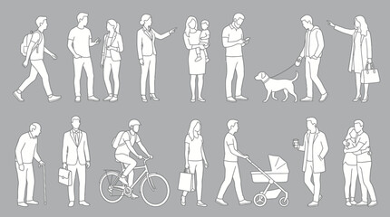 Vector Everyday Activity Icon Set – Stylized Silhouettes of Diverse Human Interactions for Social, Lifestyle, and Communication Design Themes