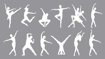 Vector Dance Pose Icon Set – Expressive Silhouettes of Human Movement for Performance, Choreography, and Artistic Motion Design Themes