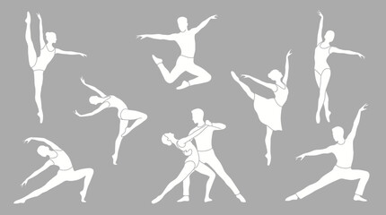 Vector Dance Pose Icon Set &ndash; Expressive Silhouettes of Human Movement for Performance, Choreography, and Artistic Motion Design Themes